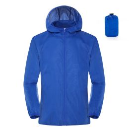 Summer Outdoor Sun Protection Clothing Women'S Lightweight Waterproof Windbreaker (Option: Royal blue-2XL)