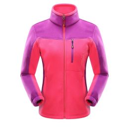 Cross-border Sources Of New Polar Fleece Warm Fleece Couple Cardigan Contrast (Option: Rose Red Girl-XL)