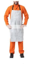 Brown Leather Breast Apron Wear Resistance Cut Insulation For Electric Welding Operation (Option: White-107x58cm)