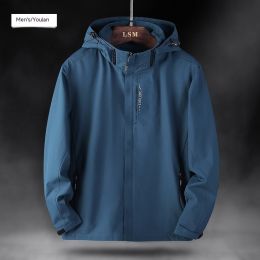 Single Men's Assault Jacket Outdoor Sports Waterproof Mountaineering Suit Trench Coat (Option: Deep Blue-XXXL-Men)