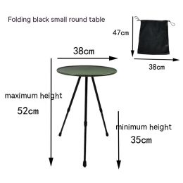 Outdoor Camping Folding Aluminum Alloy Tripod Table (Option: Green Drawstring Bag)
