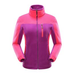 Cross-border Sources Of New Polar Fleece Warm Fleece Couple Cardigan Contrast (Option: Purple female-XL)