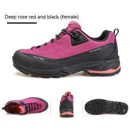 Low-top Mountain Climbing Shoes Hiking Boots Men (Option: Deep Rose Black Women-45)