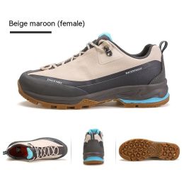 Low-top Mountain Climbing Shoes Hiking Boots Men (Option: Beige Maroon Women-46)